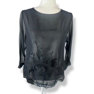 Vintage Victorias Secret Gold Label Sheer Lace Top‎ Womens Size Small Whimsigoth